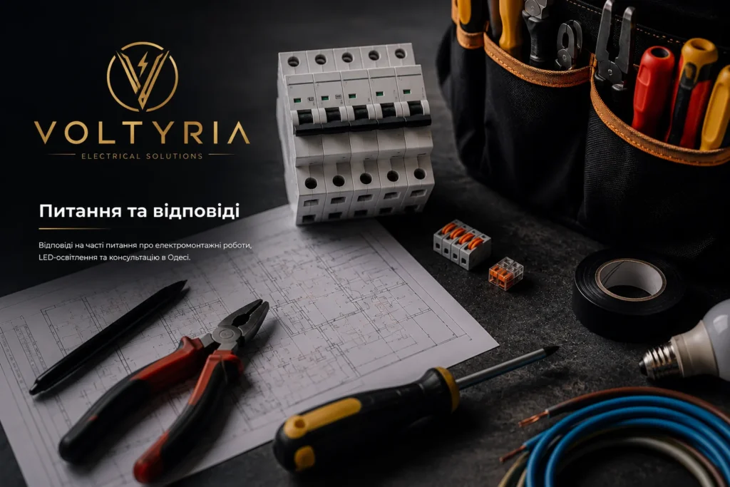 FAQ електромонтажних робіт Voltyria в Одесі