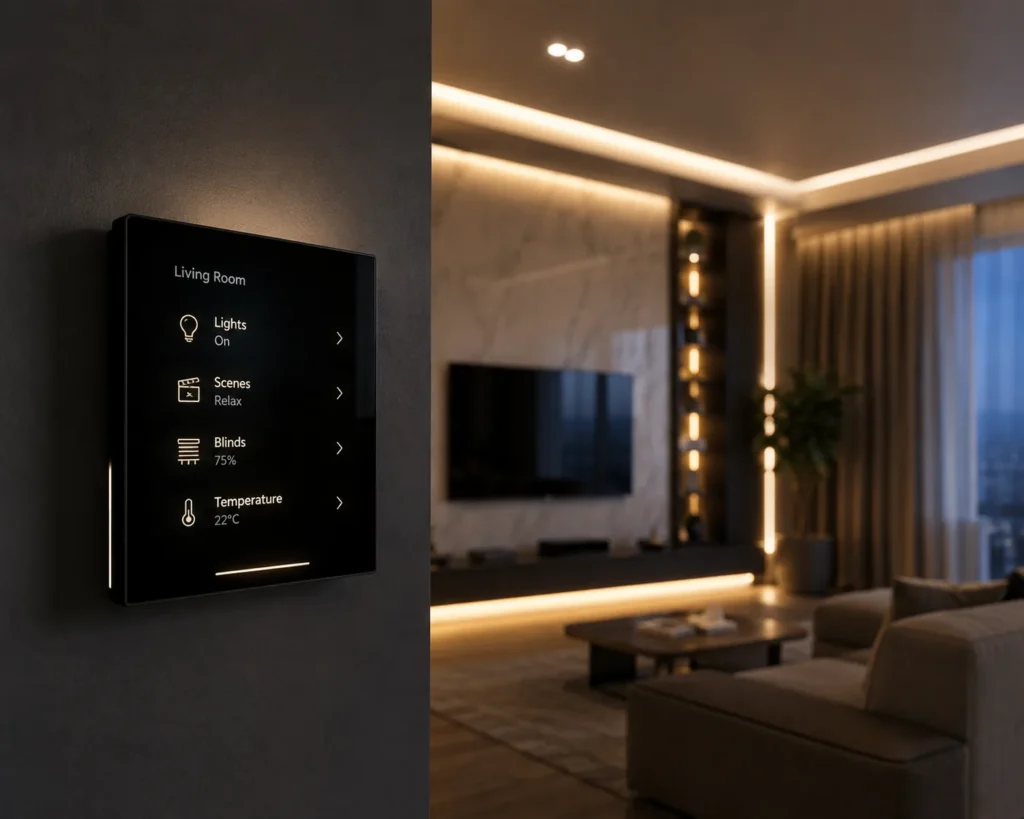 Smart lighting система з LED-підсвіткою та преміальним керуванням освітленням у сучасному інтер’єрі
