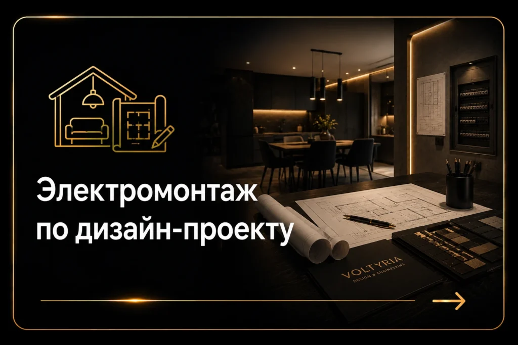 Электромонтаж по дизайн-проекту в Одессе Voltyria card