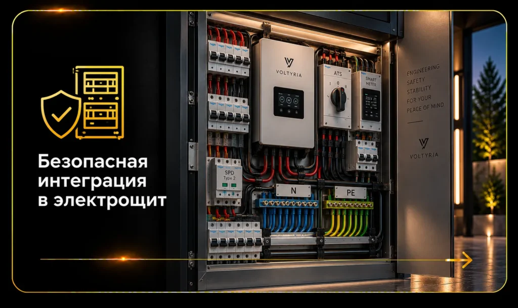 Безопасная интеграция системы резервного питания в электрощит с автоматикой и защитой Voltyria