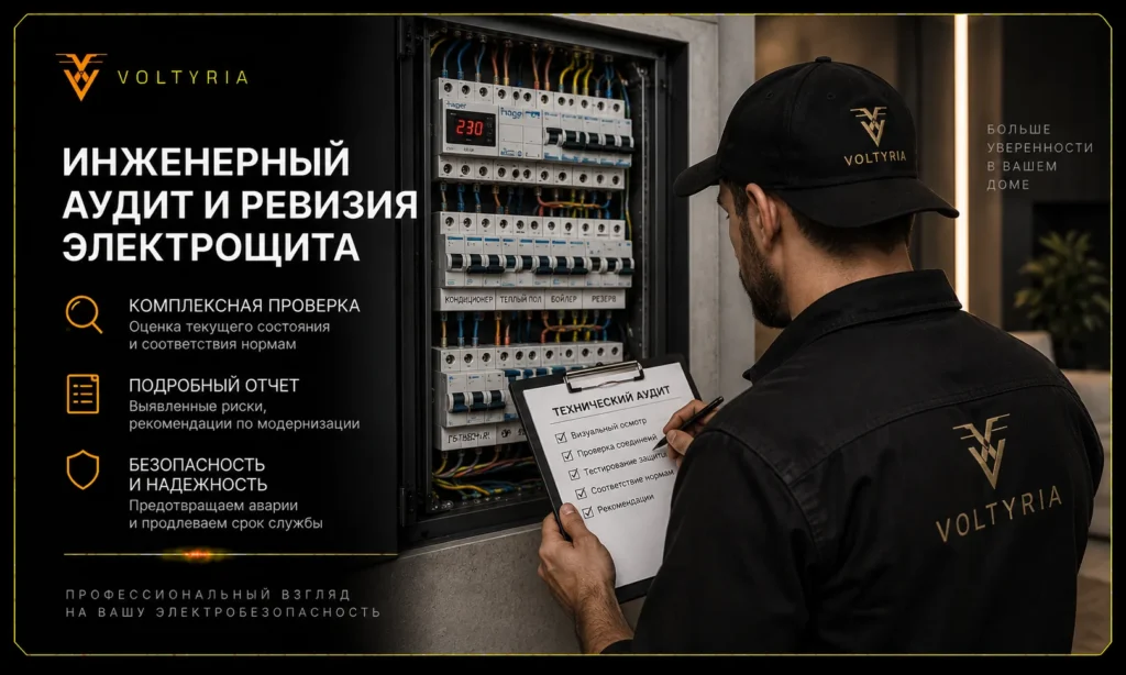 Модернизация электрощита в Одессе под ключ Инженерный аудит и ревизия электрощита в Одессе — проверка состояния, безопасности и необходимости модернизации Voltyria