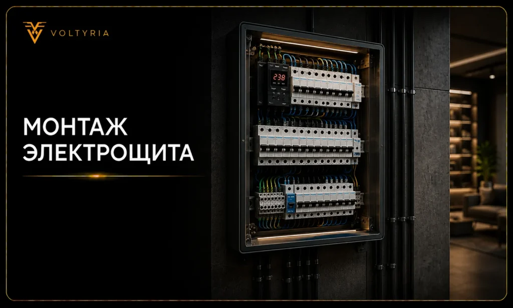 Монтаж электрощита Voltyria с автоматическими выключателями и защитной автоматикой
