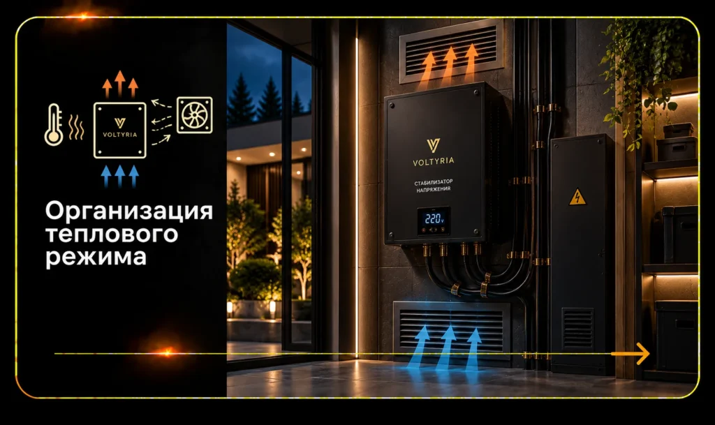 Организация теплового режима и вентиляции стабилизатора напряжения Voltyria