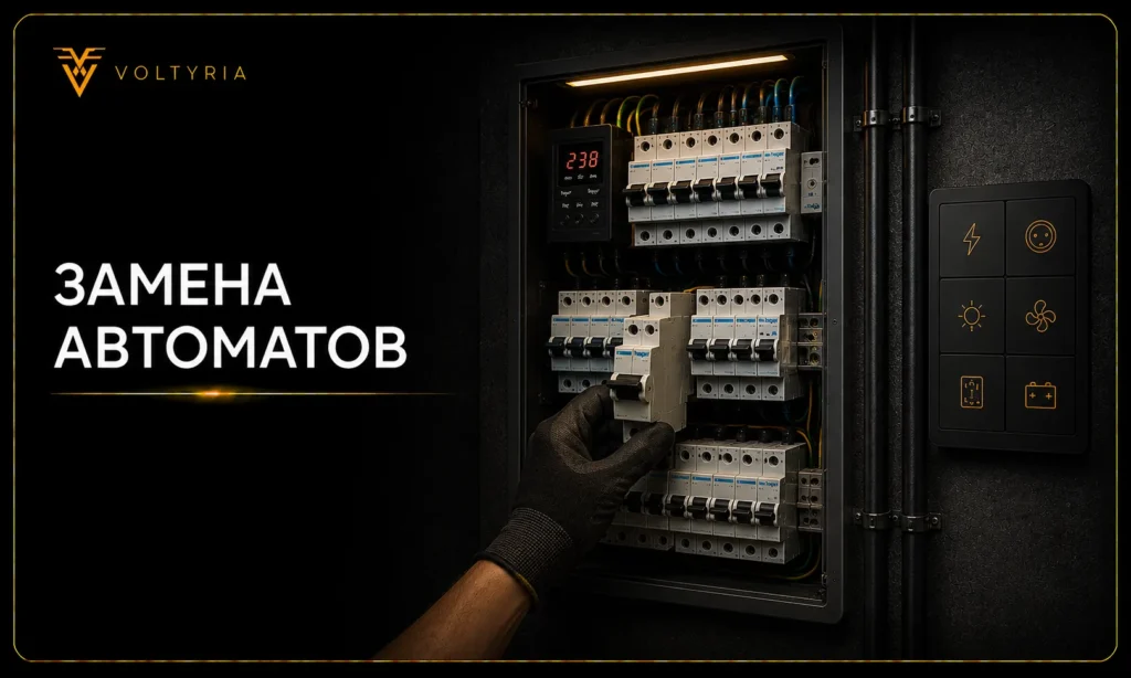Замена автоматов в электрощите Voltyria с установкой современных автоматических выключателей