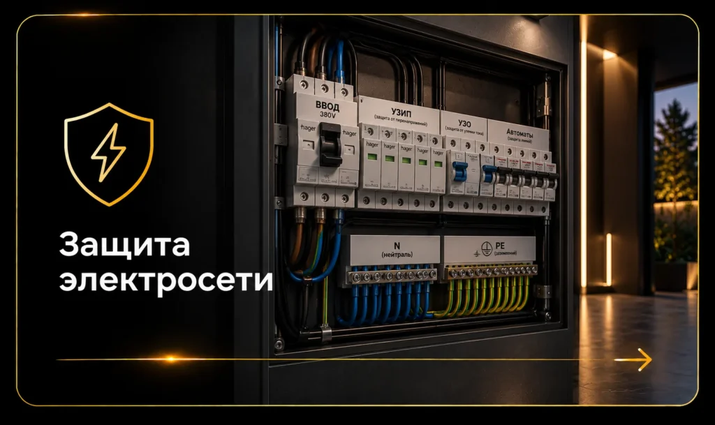 Защита электросети дома с автоматами, УЗО и защитой от перенапряжения — Voltyria