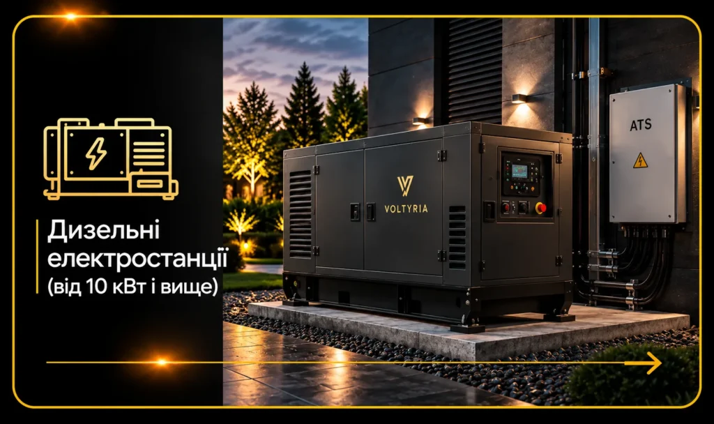 Дизельна електростанція від 10 кВт із системою автоматичного введення резерву (АВР) для електропостачання будинку в Одесі — Voltyria.