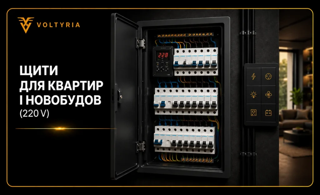 Електрощит для квартири та новобудови 220 В з автоматичними вимикачами й акуратним розведенням кабелів — Voltyria, Одеса