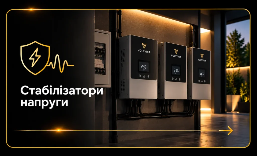 Стабілізатори напруги для приватного будинку в Одесі — трифазна система стабілізації електроживлення Voltyria.