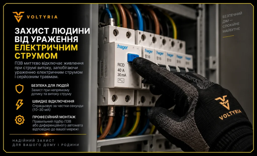Монтаж і заміна ПЗВ в Одесі під ключ Перевірка ПЗВ Hager в електрощиті для захисту від ураження електричним струмом — Voltyria, Одеса.